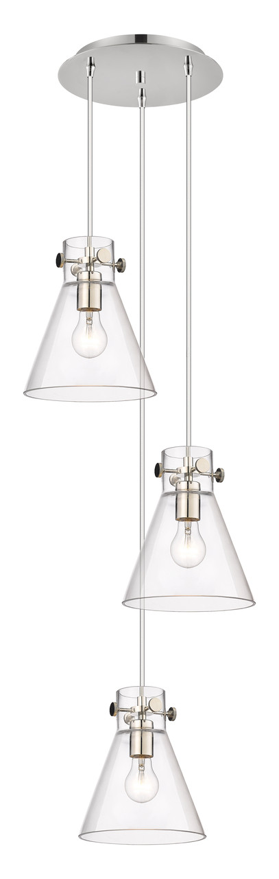 INNOVATIONS 113-410-1PS-PN-G411-8CL Newton Cone 4 Light 16 inch Multi Pendant Polished Nickel