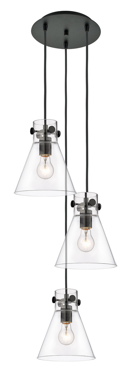INNOVATIONS 113-410-1PS-BK-G411-8CL Newton Cone 7 Light 16 inch Multi Pendant Matte Black