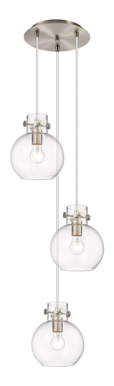 INNOVATIONS 113-410-1PS-SN-G410-8CL Newton Sphere 9 Light 16 inch Multi Pendant Brushed Satin Nickel