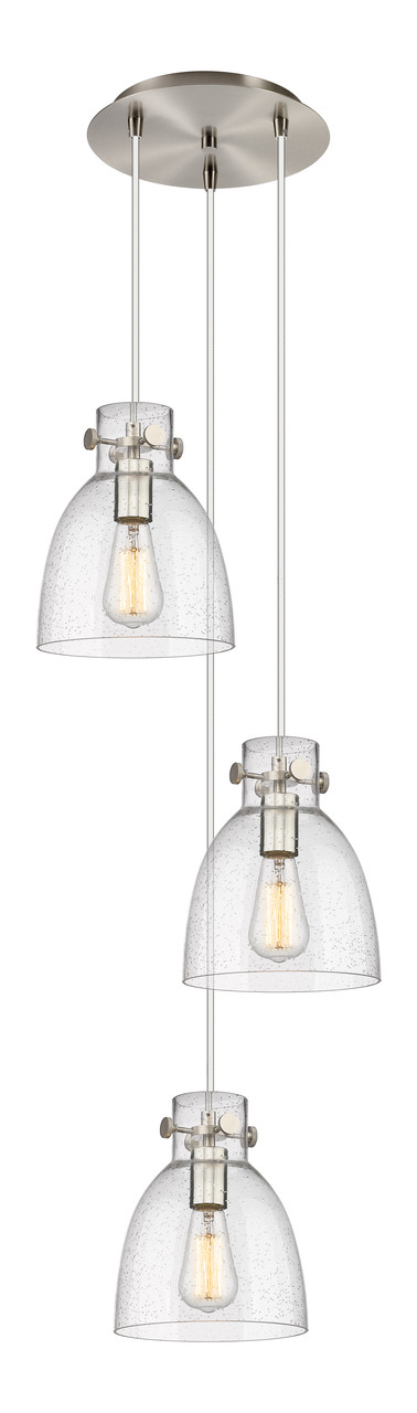 INNOVATIONS 113-410-1PS-SN-G412-8SDY Newton Bell 7 Light 16 inch Multi Pendant Brushed Satin Nickel