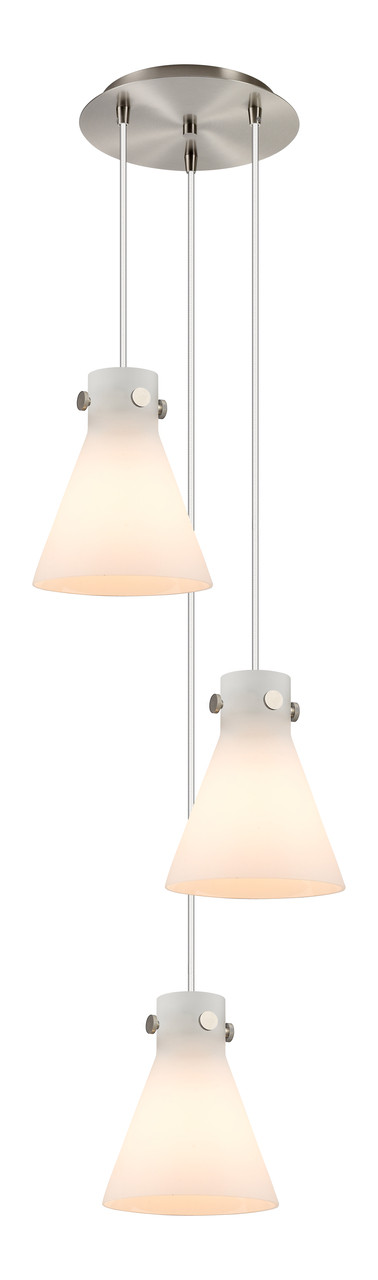 INNOVATIONS 113-410-1PS-SN-G411-8WH Newton Cone 1 Light 16 inch Multi Pendant Brushed Satin Nickel