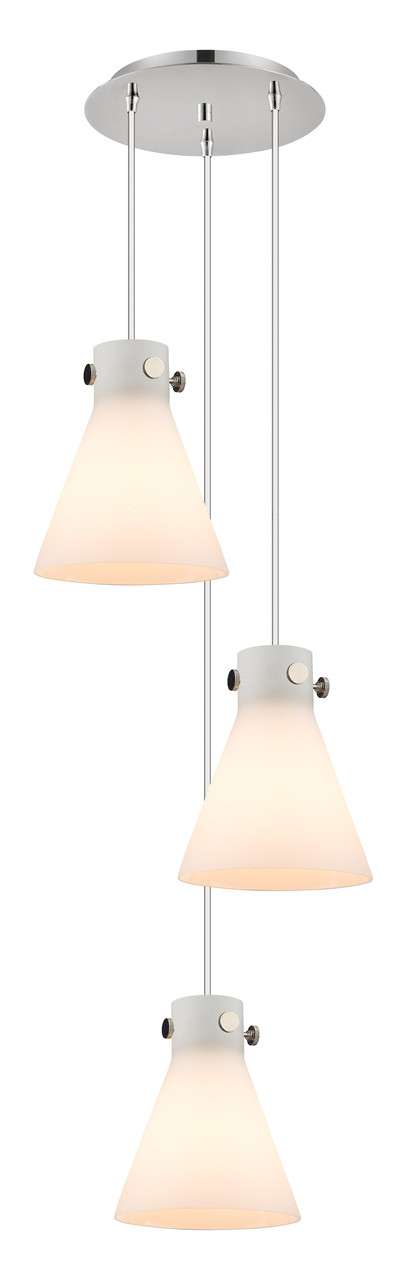 INNOVATIONS 113-410-1PS-PN-G411-8WH Newton Cone 3 Light 16 inch Multi Pendant Polished Nickel