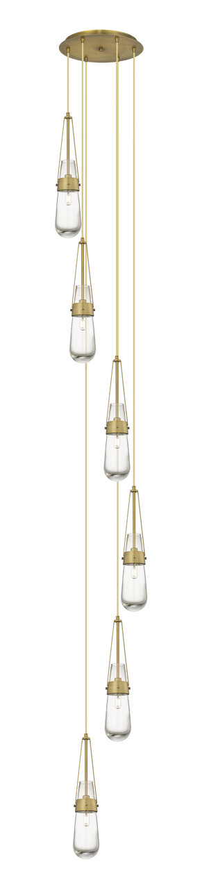 INNOVATIONS 116-452-1P-BB-G452-4CL Milan 2 Light 15 inch Multi Pendant Brushed Brass INNOVATIONS 116-452-1P-BB-G452-4CL Milan 2 Light 15 inch Multi Pendant Brushed Brass