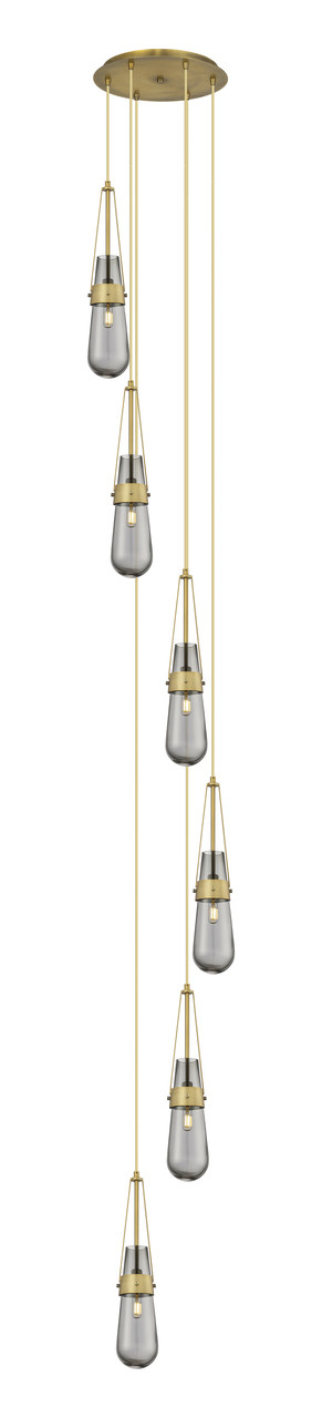 INNOVATIONS 116-452-1P-BB-G452-4SM Milan 5 Light 15 inch Multi Pendant Brushed Brass