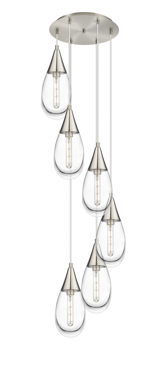 INNOVATIONS 116-450-1P-SN-G450-6CL Malone 1 Light 17 inch Multi Pendant Brushed Satin Nickel