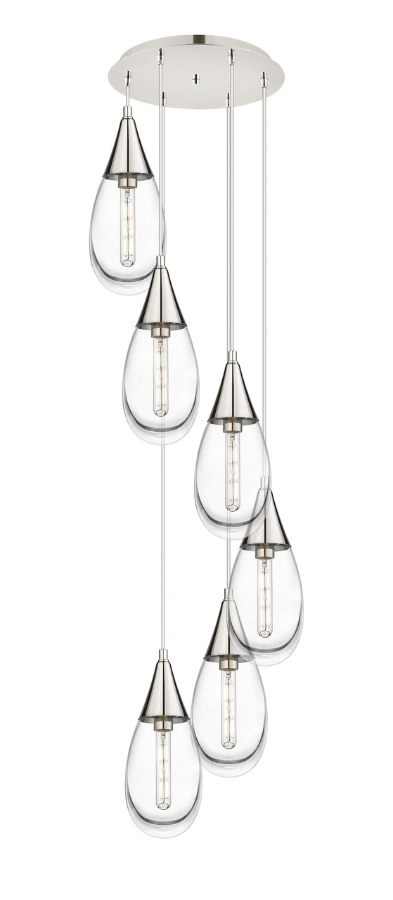 INNOVATIONS 116-450-1P-PN-G450-6CL Malone 5 Light 17 inch Multi Pendant Polished Nickel