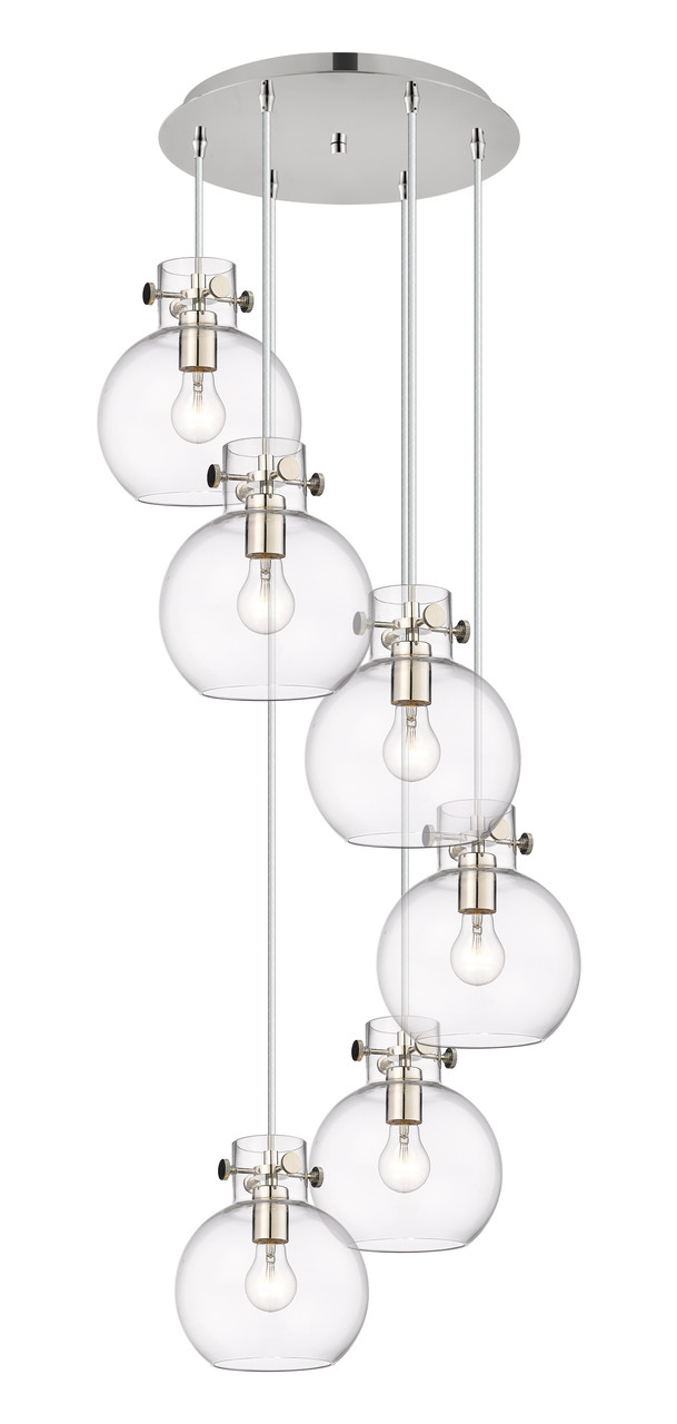 INNOVATIONS 116-410-1PS-PN-G410-8CL Newton Sphere 8 Light 19 inch Multi Pendant Polished Nickel