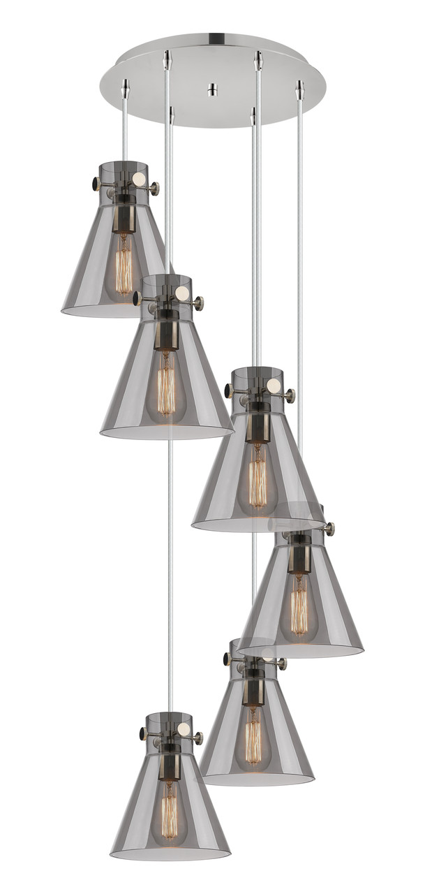 INNOVATIONS 116-410-1PS-PN-G411-8SM Newton Cone 7 Light 19 inch Multi Pendant Polished Nickel