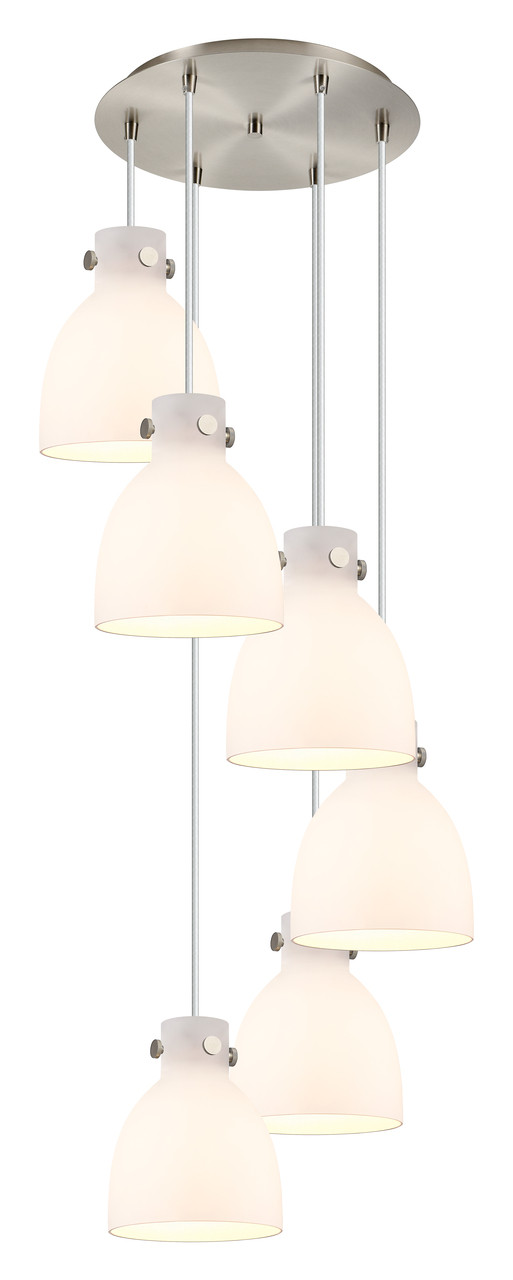 INNOVATIONS 116-410-1PS-SN-G412-8WH Newton Bell 9 Light 19 inch Multi Pendant Brushed Satin Nickel