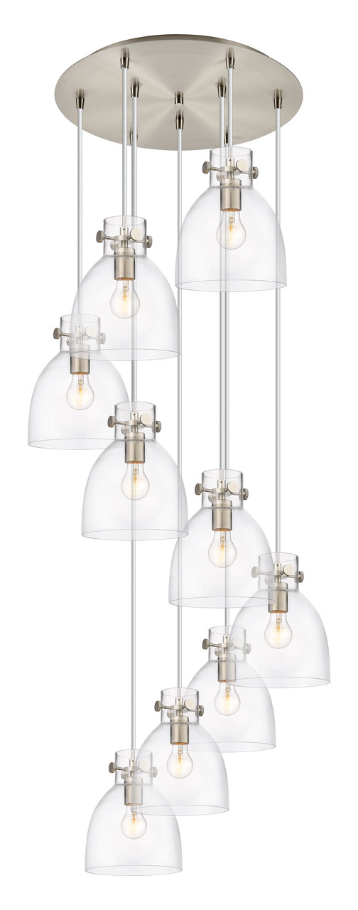 INNOVATIONS 119-410-1PS-SN-G412-8CL Newton Bell 6 Light 22 inch Multi Pendant Brushed Satin Nickel