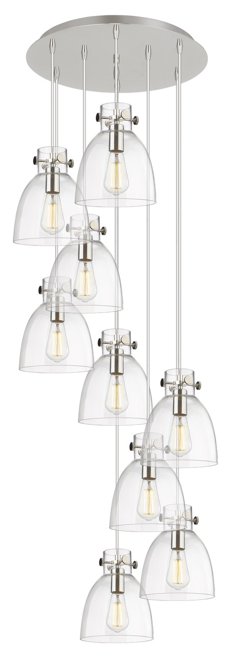 INNOVATIONS 119-410-1PS-PN-G412-8CL Newton Bell 9 Light 22 inch Multi Pendant Polished Nickel