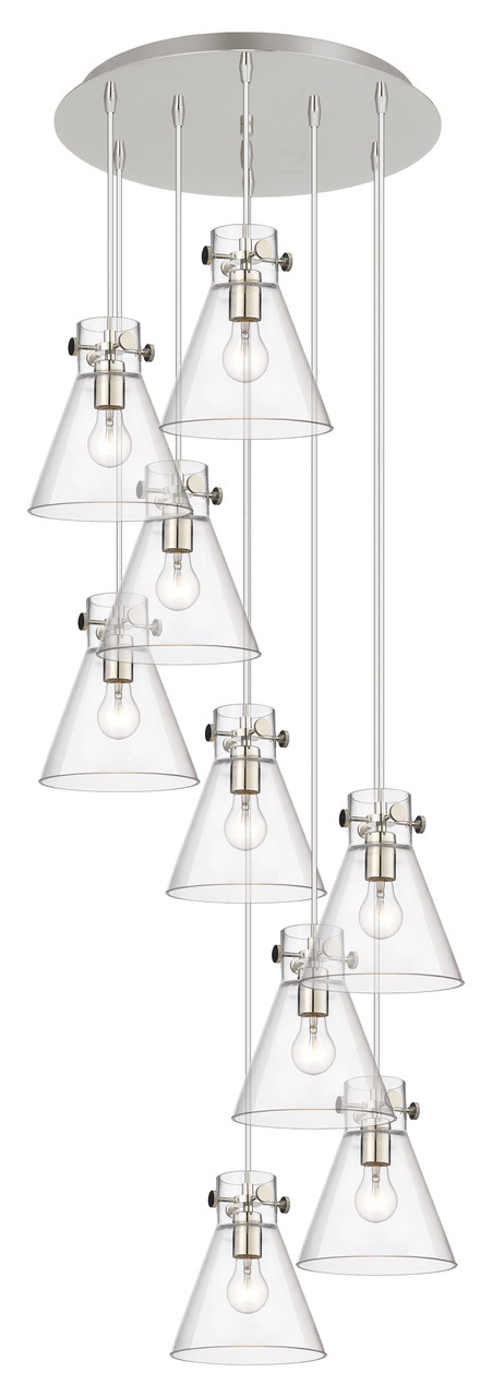 INNOVATIONS 119-410-1PS-PN-G411-8CL Newton Cone 7 Light 22 inch Multi Pendant Polished Nickel