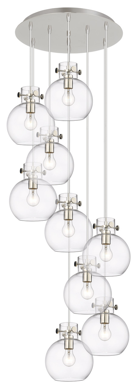 INNOVATIONS 119-410-1PS-PN-G410-8CL Newton Sphere 4 Light 22 inch Multi Pendant Polished Nickel