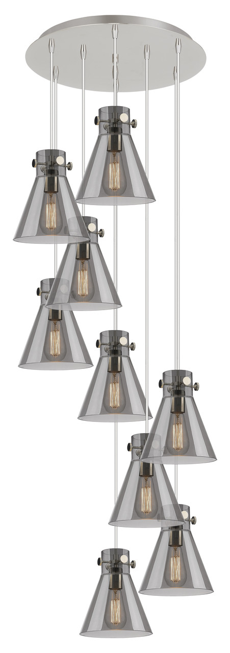 INNOVATIONS 119-410-1PS-PN-G411-8SM Newton Cone 3 Light 22 inch Multi Pendant Polished Nickel