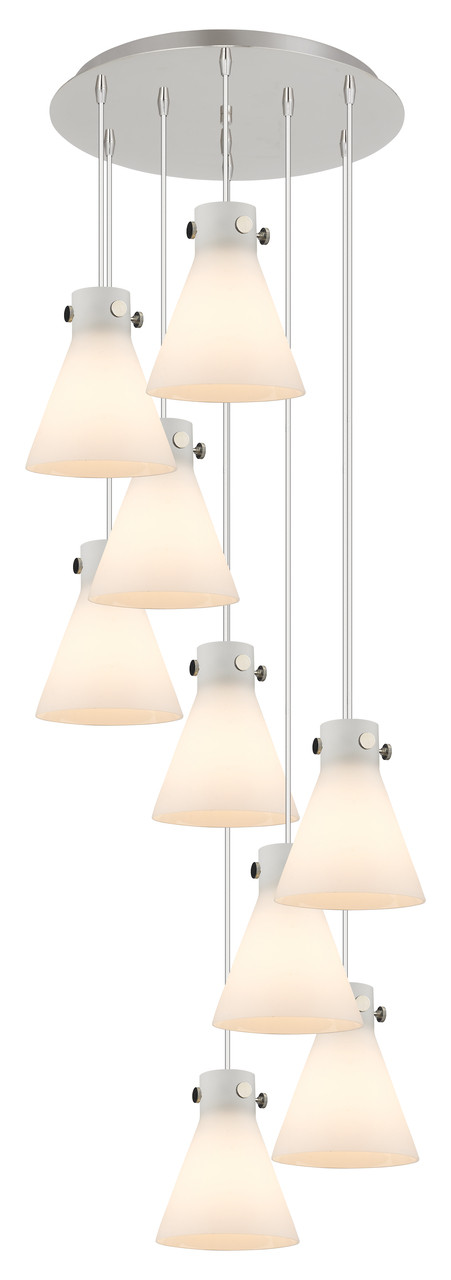 INNOVATIONS 119-410-1PS-PN-G411-8WH Newton Cone 6 Light 22 inch Multi Pendant Polished Nickel
