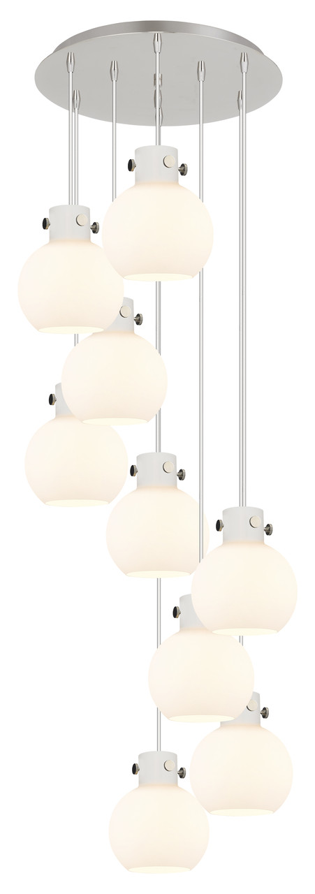 INNOVATIONS 119-410-1PS-PN-G410-8WH Newton Sphere 3 Light 22 inch Multi Pendant Polished Nickel