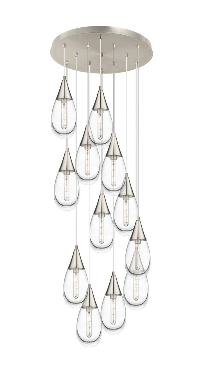 INNOVATIONS 126-450-1P-SN-G450-6CL Malone 12 Light 25 inch Multi Pendant Brushed Satin Nickel