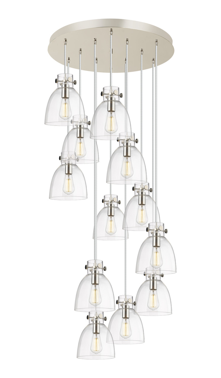 INNOVATIONS 126-410-1PS-PN-G412-8CL Newton Bell 12 Light 27 inch Multi Pendant Polished Nickel