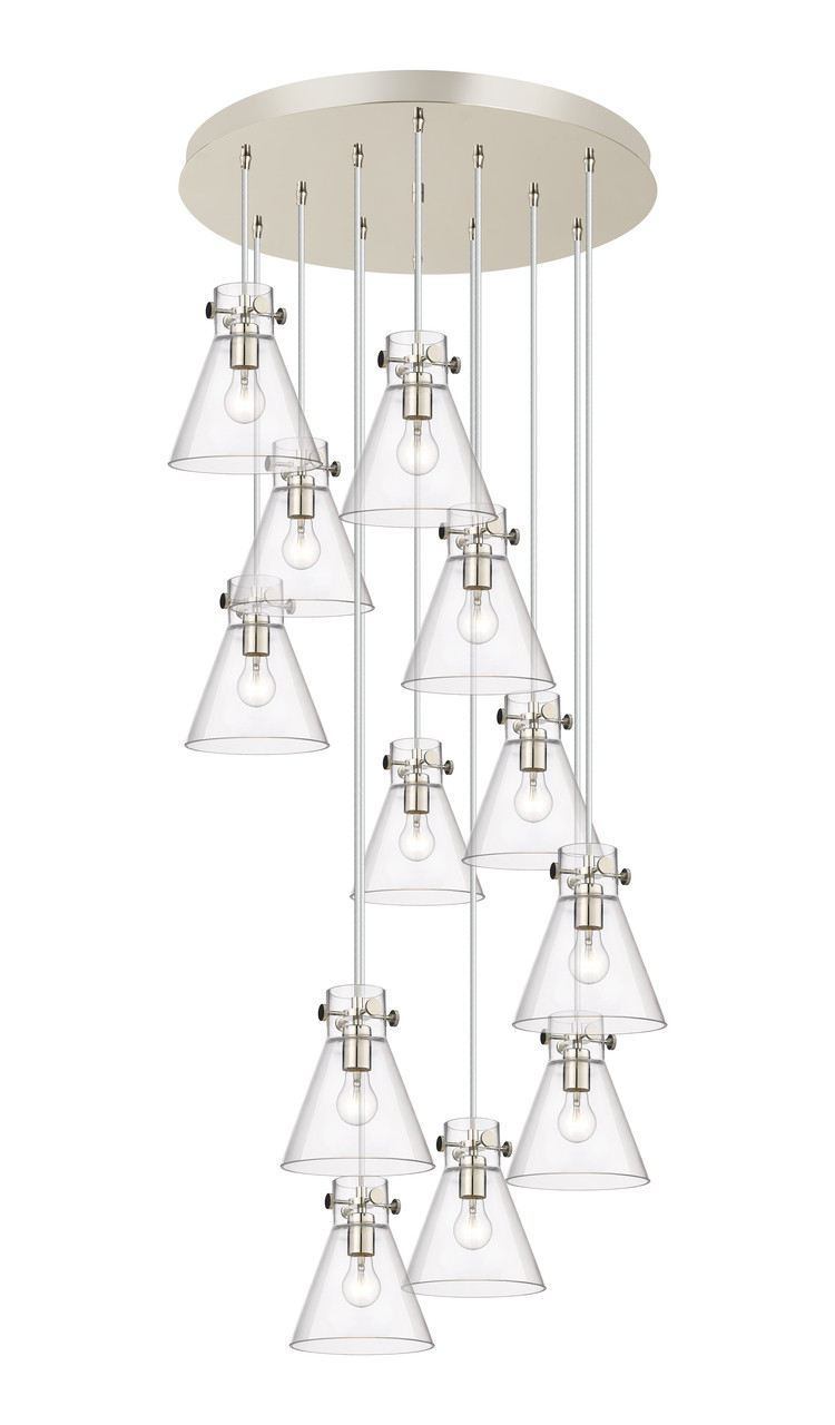 INNOVATIONS 126-410-1PS-PN-G411-8CL Newton Cone 12 Light 27 inch Multi Pendant Polished Nickel