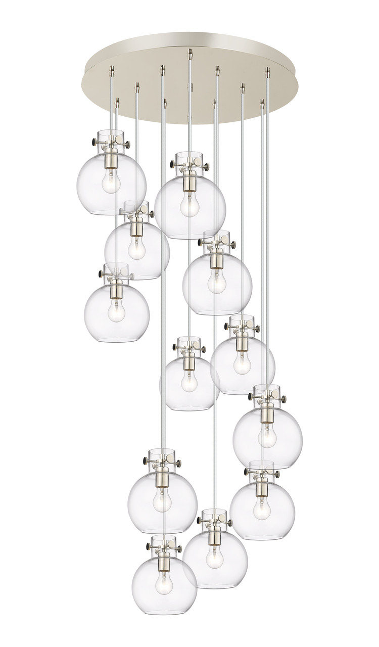 INNOVATIONS 126-410-1PS-PN-G410-8CL Newton Sphere 12 Light 27 inch Multi Pendant Polished Nickel