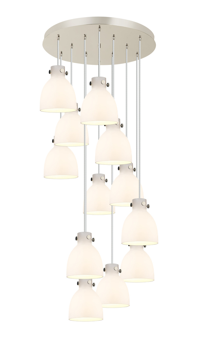 INNOVATIONS 126-410-1PS-PN-G412-8WH Newton Bell 12 Light 27 inch Multi Pendant Polished Nickel