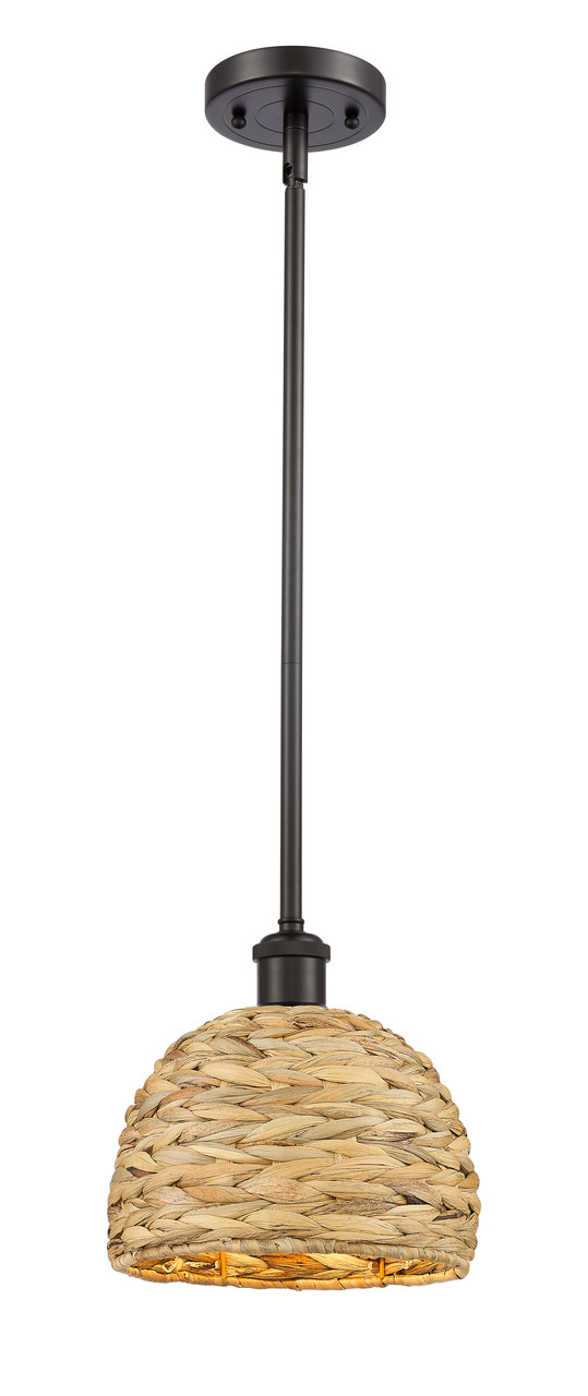 INNOVATIONS 516-1S-OB-RBD-8-NAT Woven Rattan 1 8 inch Multi Pendant Oil Rubbed Bronze