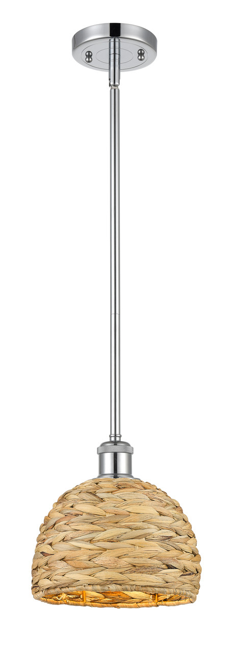 INNOVATIONS 516-1S-PC-RBD-8-NAT Woven Rattan 1 8 inch Multi Pendant Polished Chrome