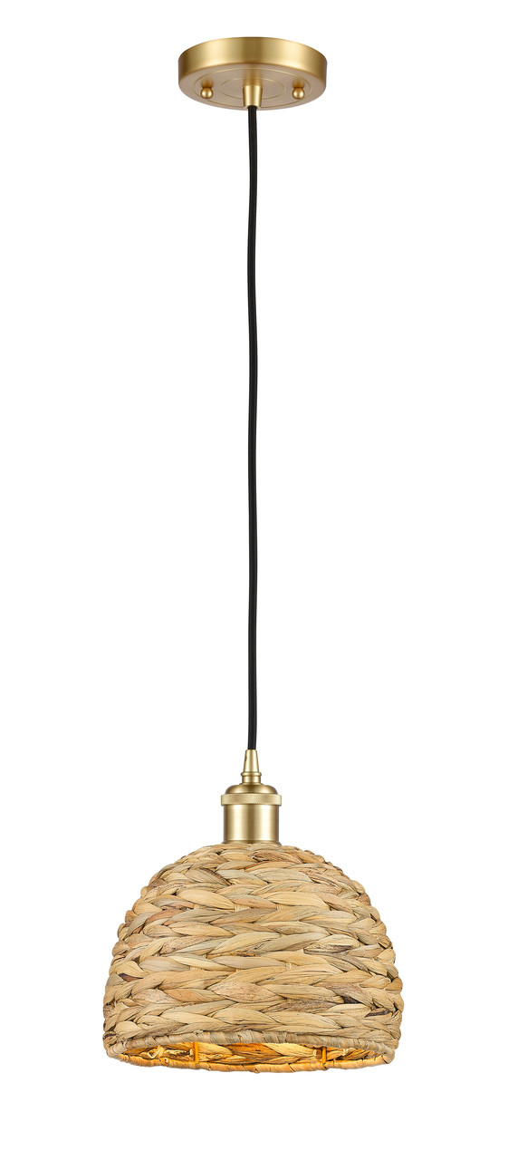 INNOVATIONS 516-1P-SG-RBD-8-NAT Woven Rattan 1 8 inch Multi Pendant Satin Gold