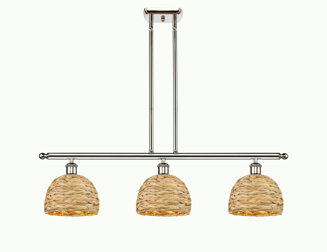 INNOVATIONS 516-3I-PN-RBD-8-NAT Woven Rattan 3 36 inch Multi Pendant Polished Nickel