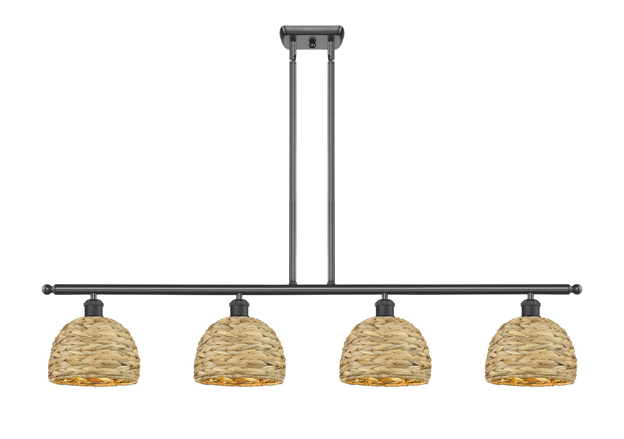 INNOVATIONS 516-4I-BK-RBD-8-NAT Woven Rattan 4 48 inch Multi Pendant Matte Black