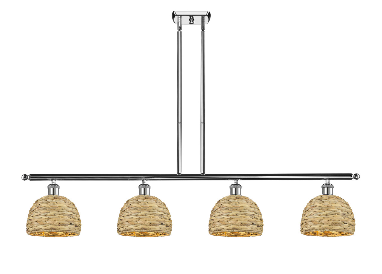 INNOVATIONS 516-4I-PC-RBD-8-NAT Woven Rattan 4 48 inch Multi Pendant Polished Chrome