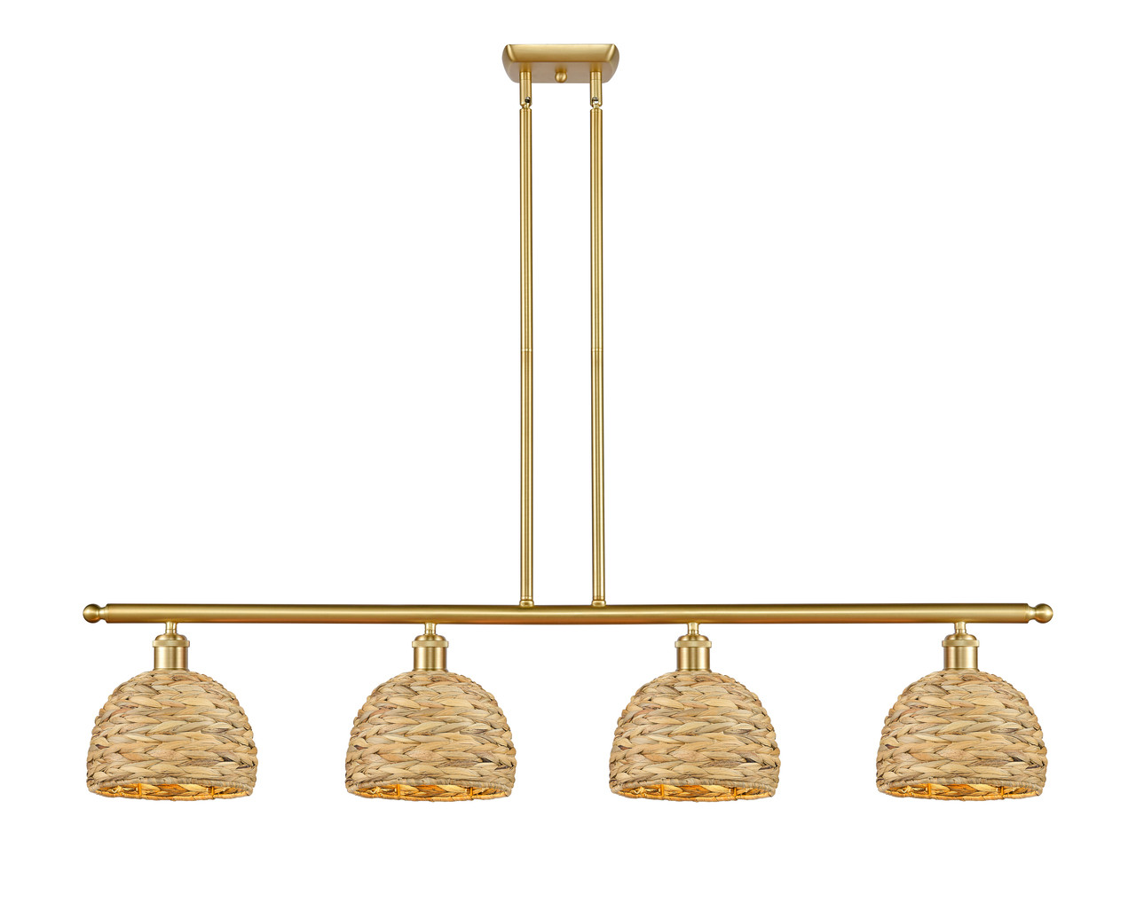 INNOVATIONS 516-4I-SG-RBD-8-NAT Woven Rattan 4 48 inch Multi Pendant Satin Gold