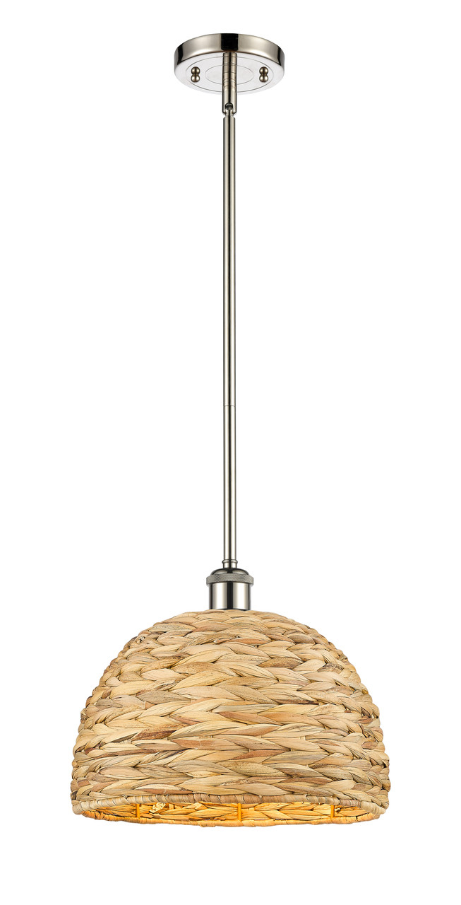 INNOVATIONS 516-1S-PN-RBD-12-NAT Woven Rattan 1 12 inch Multi Pendant Polished Nickel