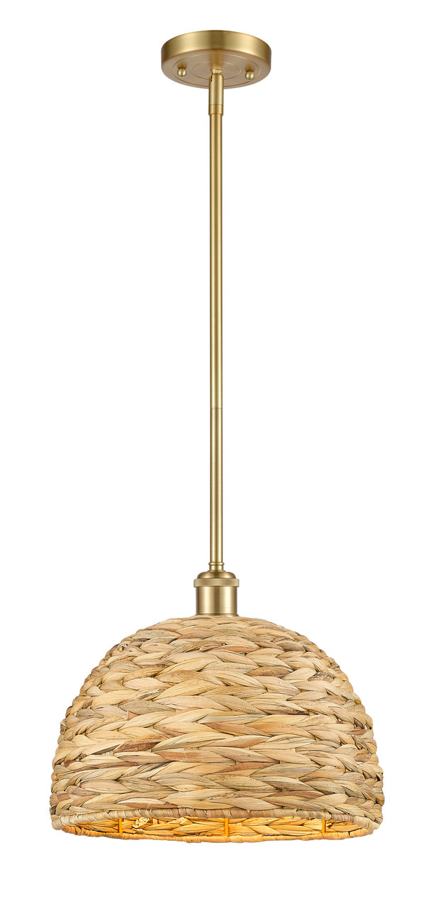 INNOVATIONS 516-1S-SG-RBD-12-NAT Woven Rattan 1 12 inch Multi Pendant Satin Gold