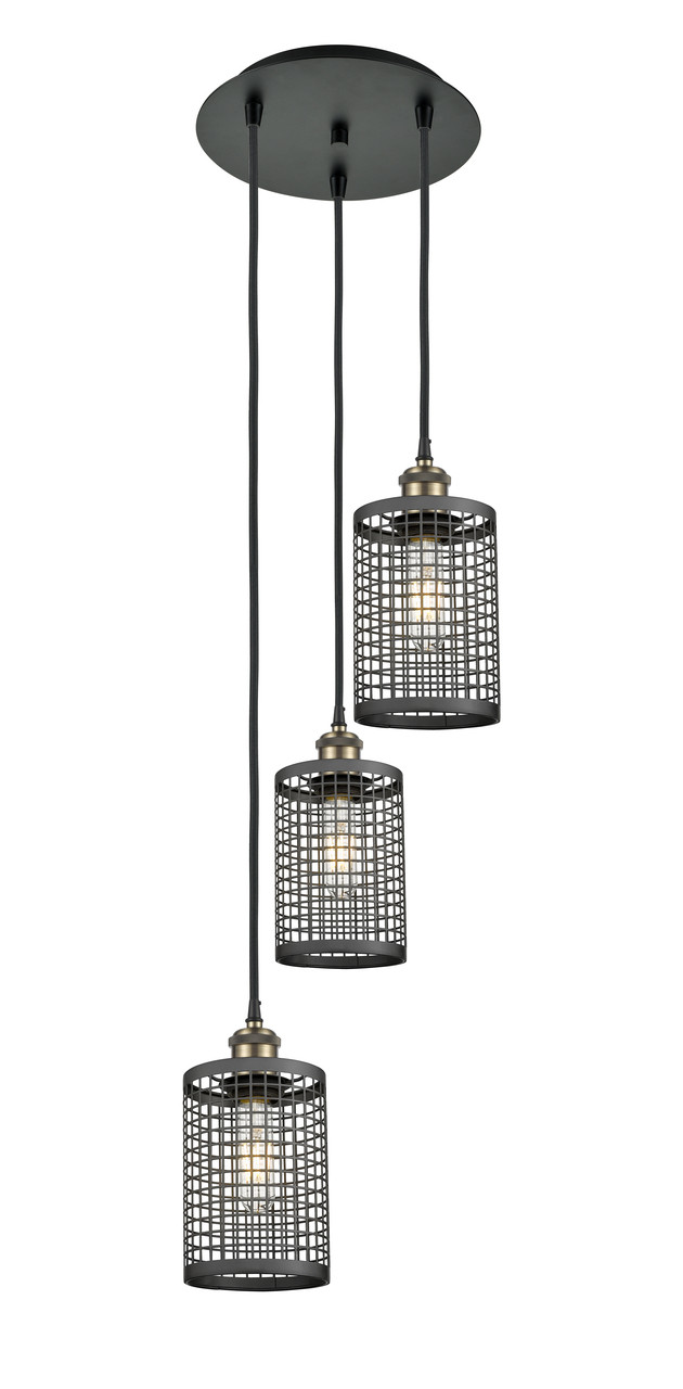INNOVATIONS 113B-3P-BAB-M18-BK Nestbrook 3 18.5 inch Multi Pendant Black Antique Brass
