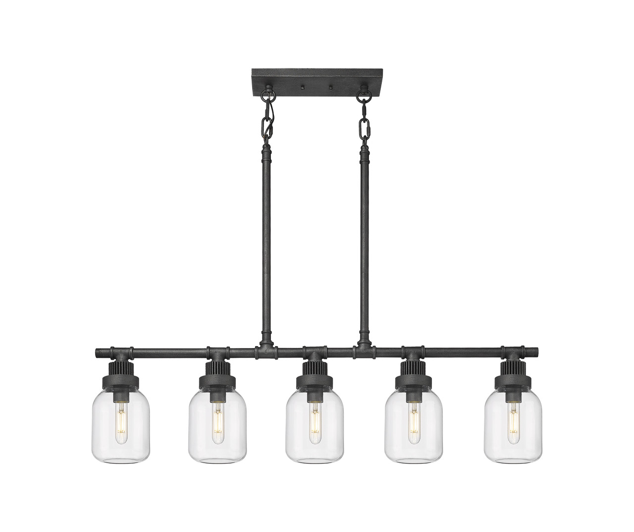 INNOVATIONS 472-5I-WZ-G472-6CL Somers 5 42.75 inch Linear Pendant Weathered Zinc