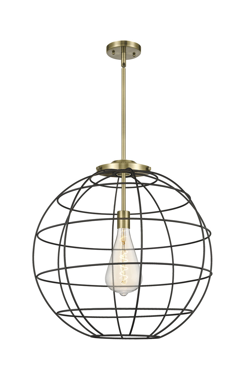 INNOVATIONS 221-1S-AB-CE-22-BK Lake Placid 1 22 inch Multi Pendant Antique Brass