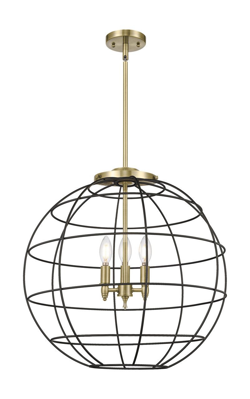 INNOVATIONS 221-3S-AB-CE-22-BK Lake Placid 3 22 inch Multi Pendant Antique Brass