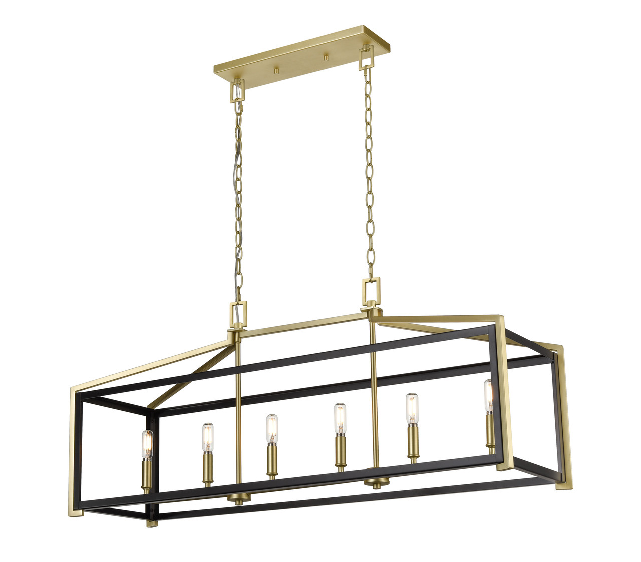 INNOVATIONS 376-6I-BSB-42 Wiscoy 6 42 inch Linear Pendant Black Satin Brass