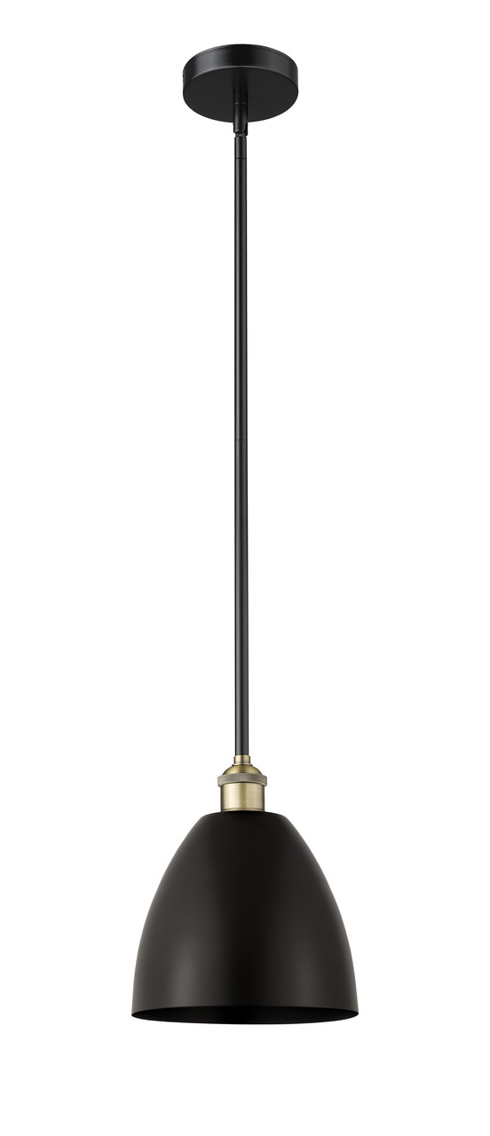 INNOVATIONS 616-1S-BAB-MBD-9-BK Edison Dome 1 Light 9 inch Mini Pendant Black Antique Brass