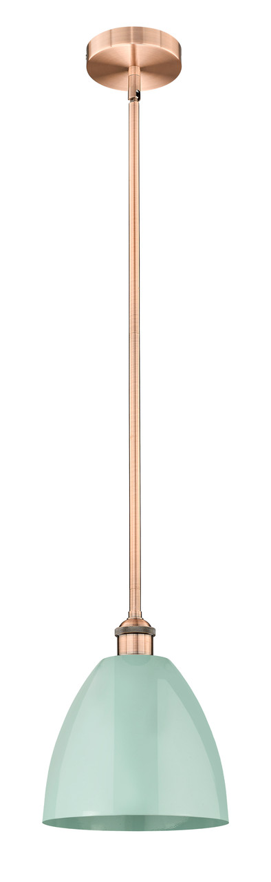 INNOVATIONS 616-1S-AC-MBD-9-SF Plymouth Dome 1 Light 9 inch Mini Pendant Antique Copper