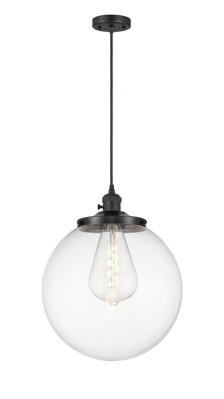 INNOVATIONS 201CSW-BK-G202-14 Beacon 1 Light 14 inch Mini Pendant With Switch Matte Black