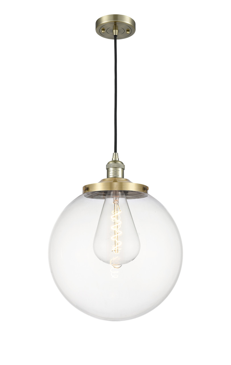 INNOVATIONS 201C-AB-G202-14 Beacon 1 Light 14 inch Mini Pendant Antique Brass
