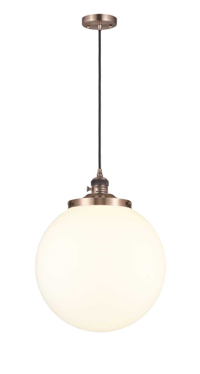 INNOVATIONS 201CSW-AC-G201-14 Beacon 1 Light 14 inch Mini Pendant With Switch Antique Copper
