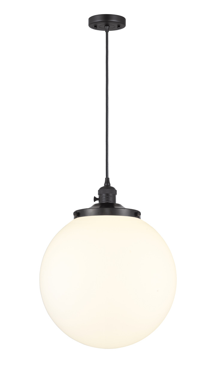 INNOVATIONS 201CSW-BK-G201-14 Beacon 1 Light 14 inch Mini Pendant With Switch Matte Black