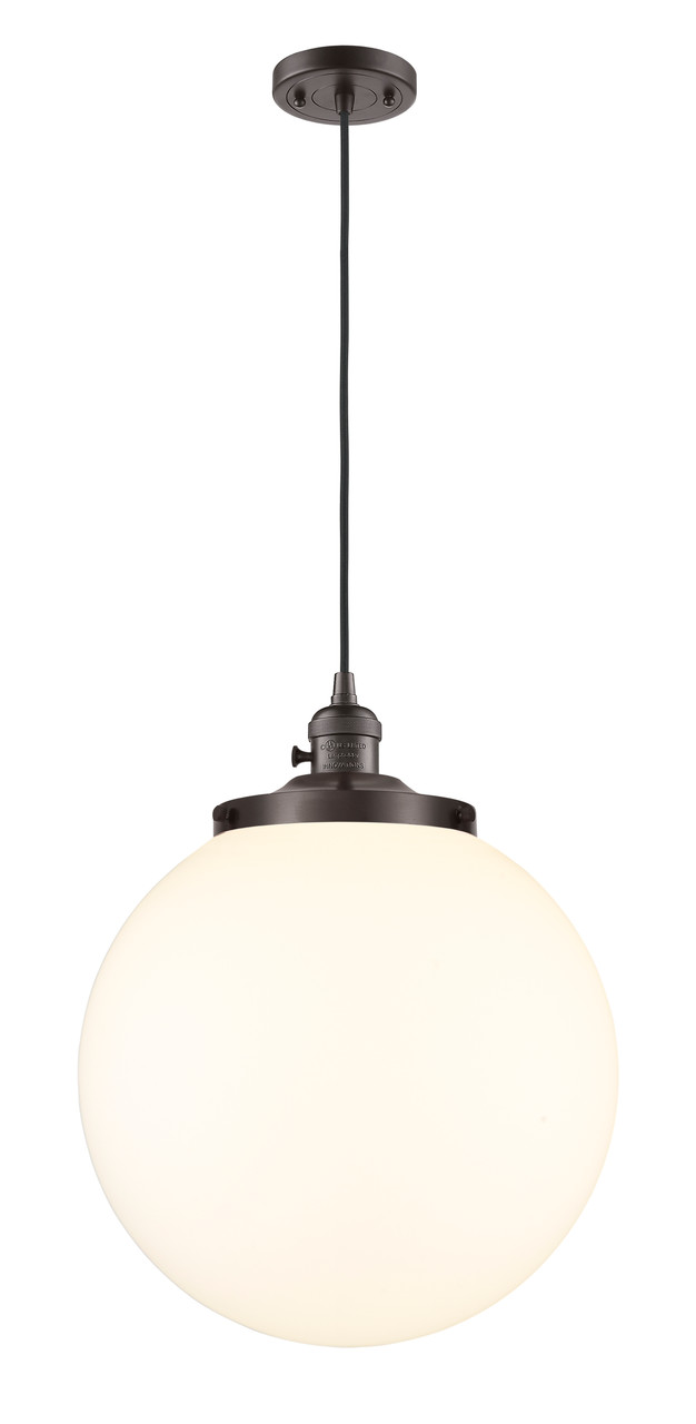 INNOVATIONS 201CSW-OB-G201-14 Beacon 1 Light 14 inch Mini Pendant With Switch Oil Rubbed Bronze