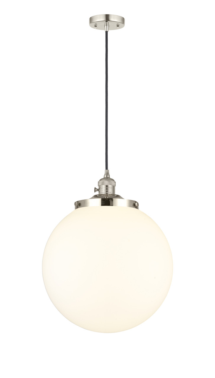 INNOVATIONS 201CSW-PN-G201-14 Beacon 1 Light 14 inch Mini Pendant With Switch Polished Nickel