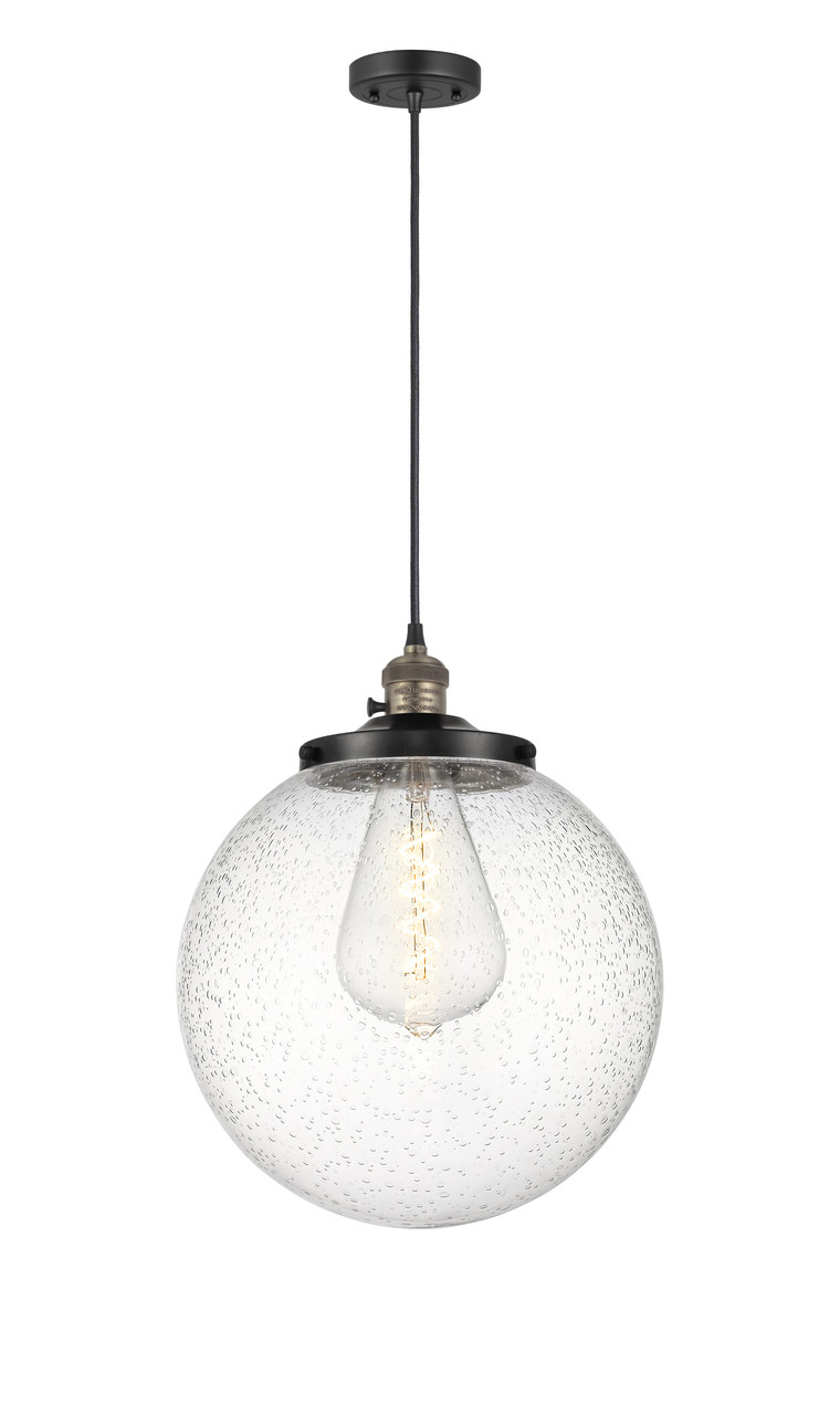 INNOVATIONS 201CSW-BAB-G204-14 Beacon 1 Light 14 inch Mini Pendant With Switch Black Antique Brass