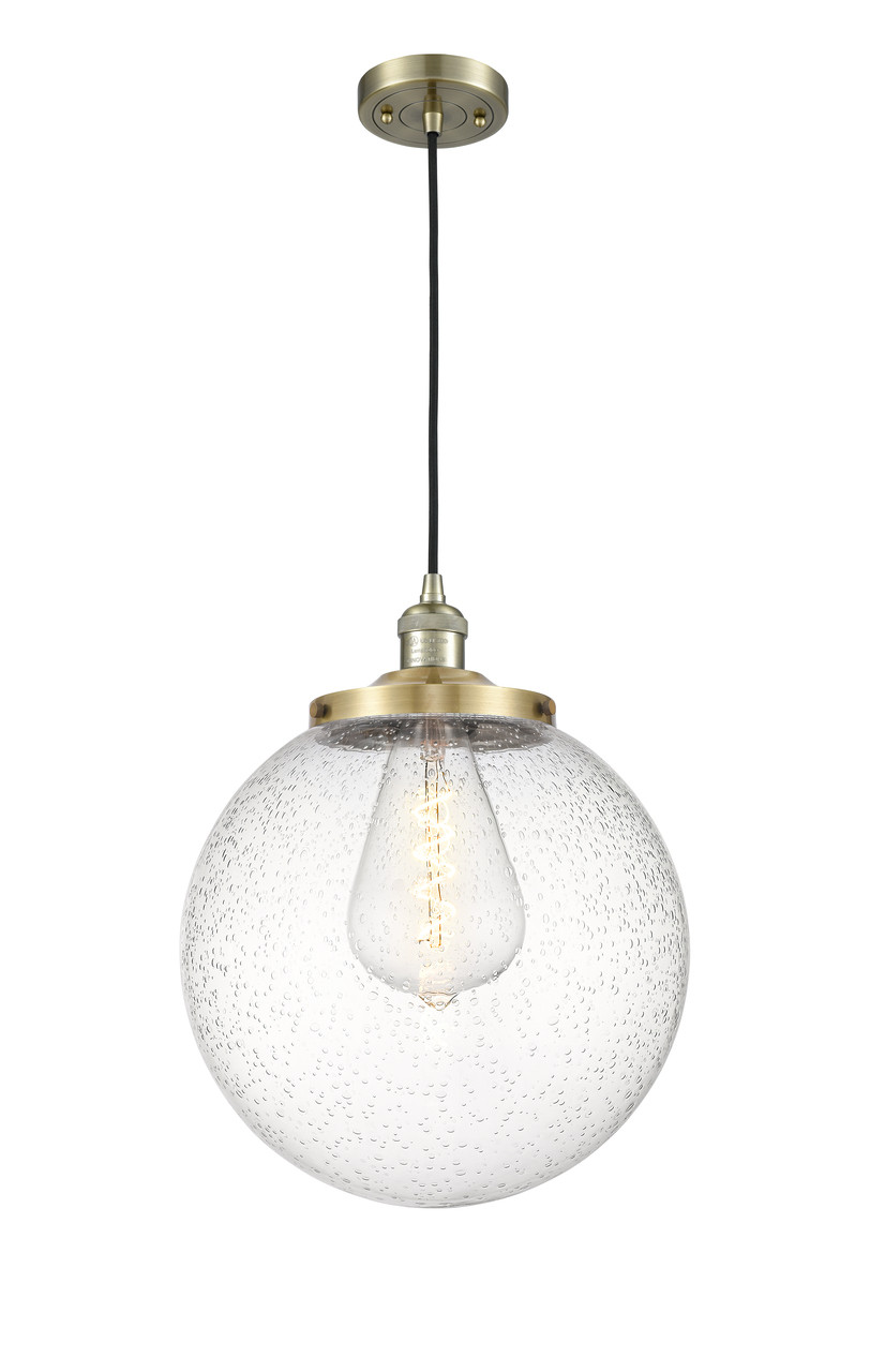 INNOVATIONS 201C-AB-G204-14 Beacon 1 Light 14 inch Mini Pendant Antique Brass