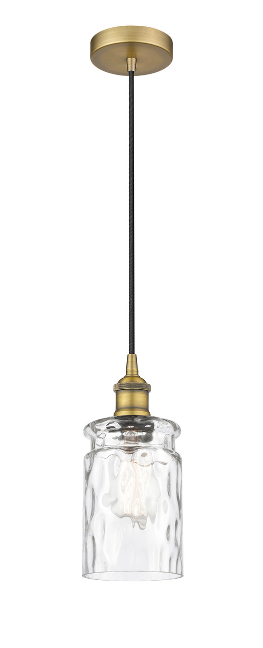 INNOVATIONS 616-1P-BB-G352 Candor 1 Light Mini Pendant part of the Edison Collection Brushed Brass